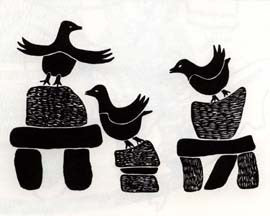 Birds on Inukshuks