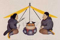 Two People Cooking Fish