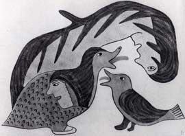 Bird Swallowing Transforming Fish