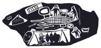 Men Making Kayak; Women Cleaning Sealskin for Boots