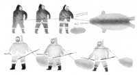 Men Pulling Walrus on Thin Ice